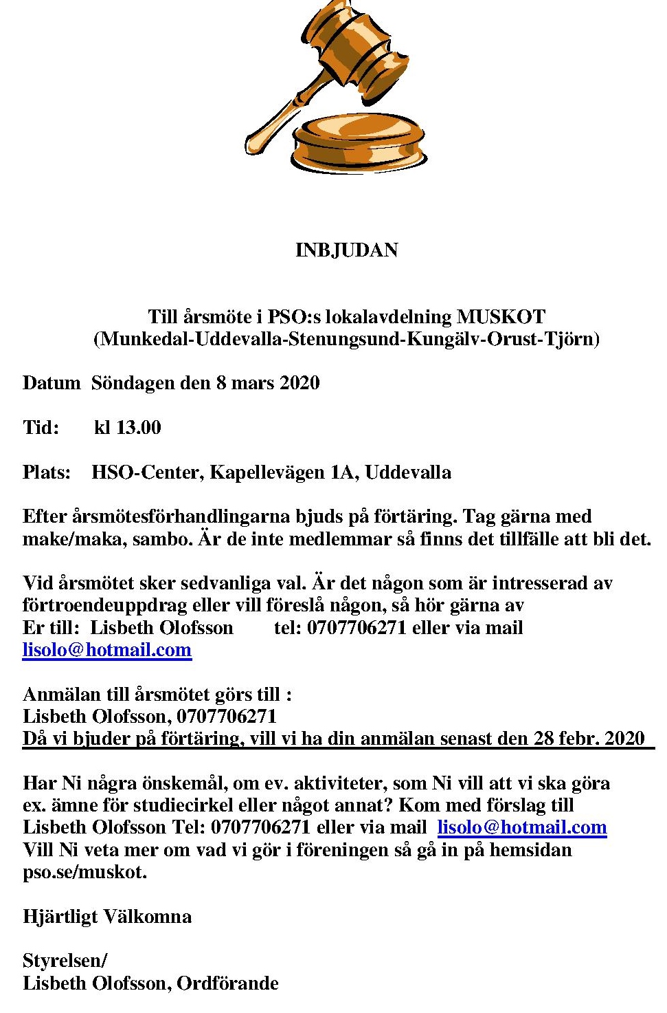 Inbjudan MUSKOT årsmöte 2020