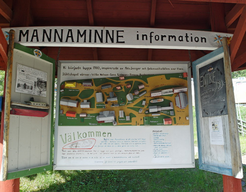 Karta uppritad över Mannaminnes byggnader