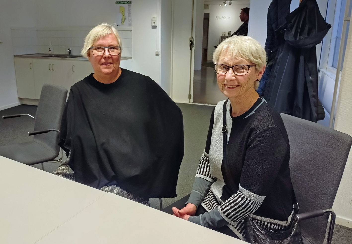 Text till bild: Tina Norgren, Psoriasisförbundet Norrbotten, föreläste om ett Personcentrerat och sammanhållet vårdförlopp för psoriasis. Här i samspråk med Kerstin Lindberg.